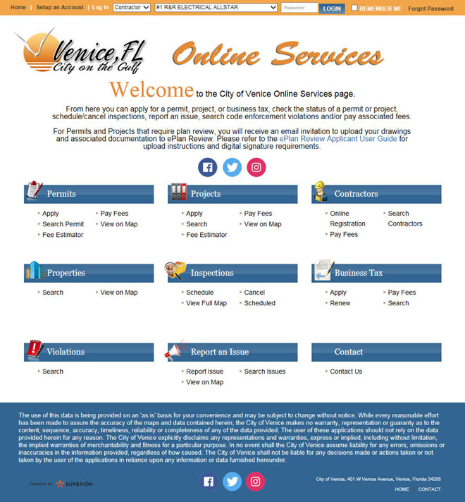 Online Services Webpage